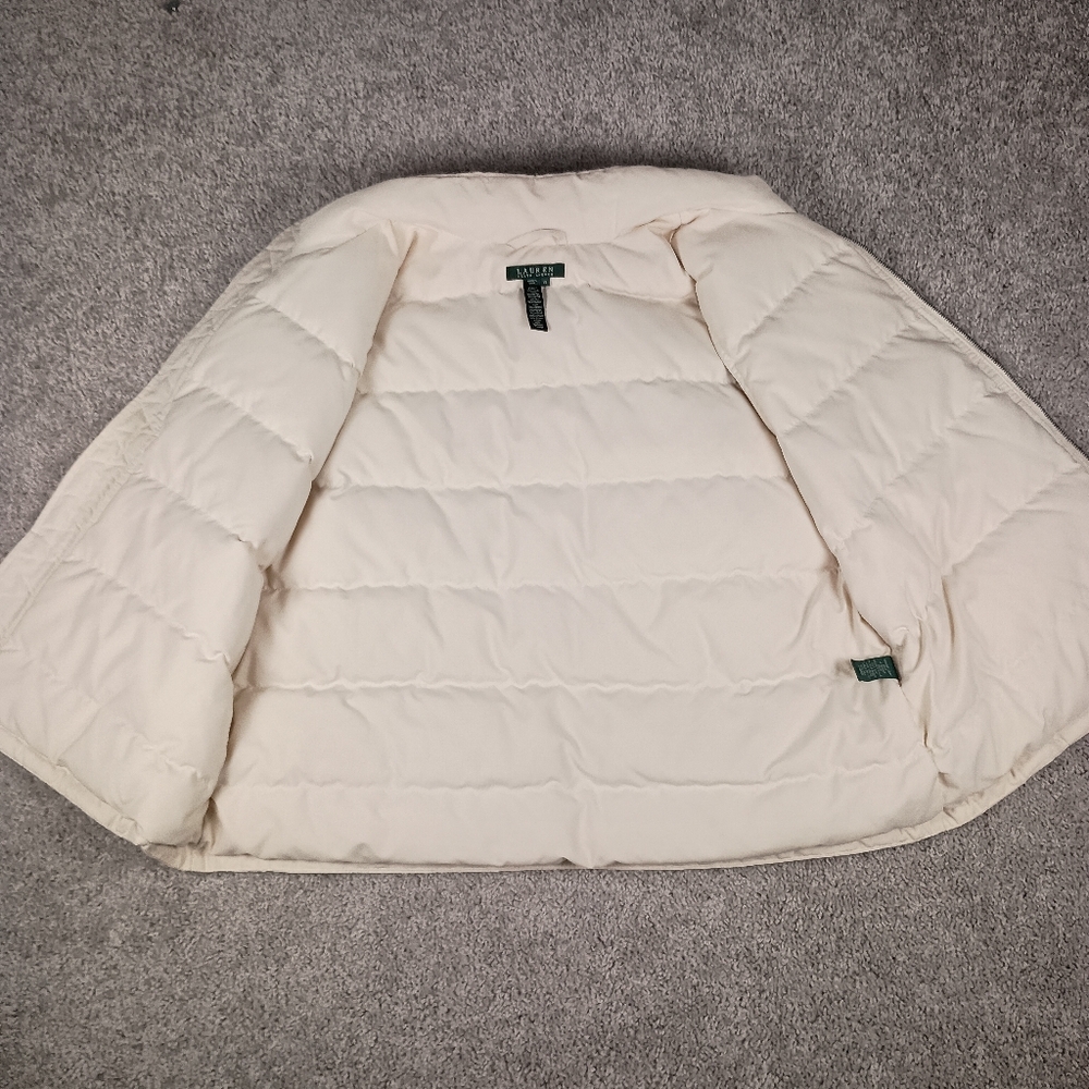 Lauren‎ Ralph Lauren Ivory Down Puffer Vest L Zip Quilted Core - Picture 4 of 7